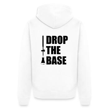 Drop the Base! - Unisex Premium Bio Zip Hoodie - Weiß - Hinten - Thijin (182cm)