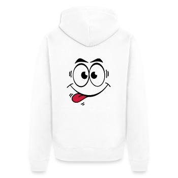 Gesicht Zunge 2 - Unisex Premium Bio Zip Hoodie - Weiß - Hinten - Thijin (182cm)