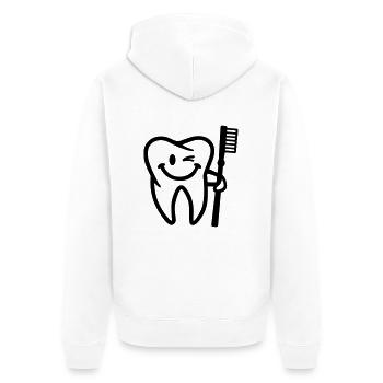 Zahn - Unisex Premium Bio Zip Hoodie - Weiß - Hinten - Thijin (182cm)