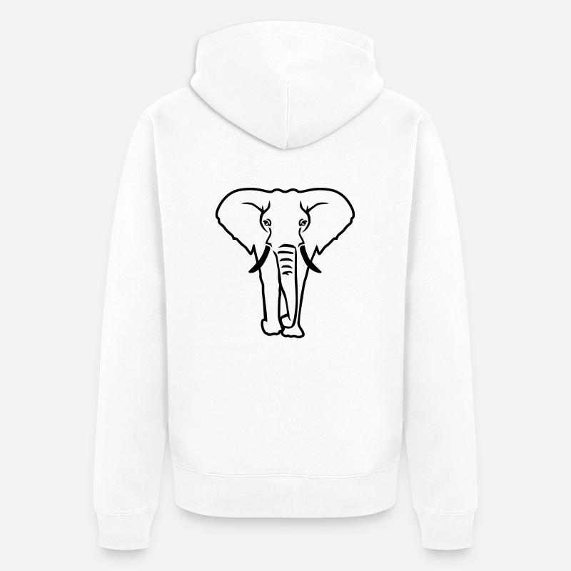 Elefant - Unisex Premium Bio Zip Hoodie - Weiß