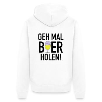 Bier holen 3c - Unisex Premium Bio Zip Hoodie - Weiß - Hinten - Thijin (182cm)