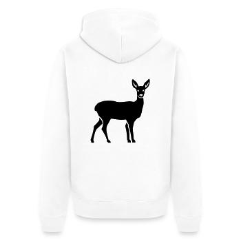Reh - Unisex Premium Bio Zip Hoodie - Weiß - Hinten - Thijin (182cm)