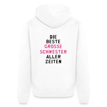 Kleine Schwester / Schwesterchen / Sis / Bruder - Unisex Premium Bio Zip Hoodie - Weiß - Hinten - Thijin (182cm)