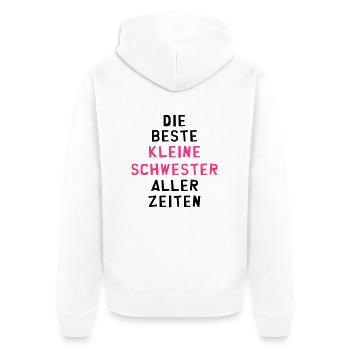 Kleine Schwester / Schwesterchen / Sis / Bruder - Unisex Premium Bio Zip Hoodie - Weiß - Hinten - Thijin (182cm)