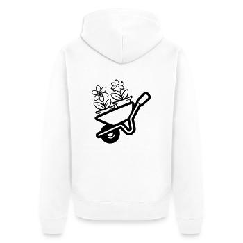 Garden wheelbarrow flowers - Unisex Premium Organic Zip Hoodie - white - Back - Thijin (182cm)