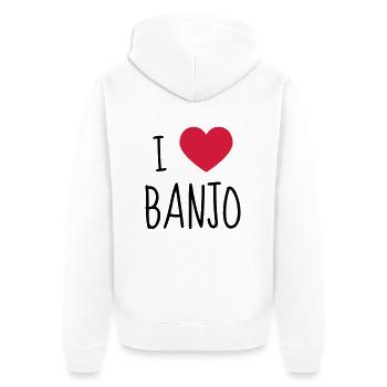 Banjo Banjoïste Musique Musicien Concert - Veste à capuche bio Premium Unisexe - blanc - Dos - Thijin (182cm)