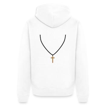 rosenkranz halskette schmuck kreuz leben glauben c - Unisex Premium Bio Zip Hoodie - Weiß - Hinten - Thijin (182cm)