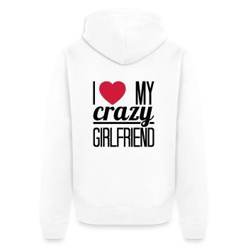 I love my crazy Girlfriend - Unisex Premium Organic Zip Hoodie - white - Back - Thijin (182cm)