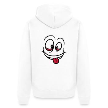crazy face eyes mouth tongue funny grimas - Unisex Premium Organic Zip Hoodie - white - Back - Thijin (182cm)