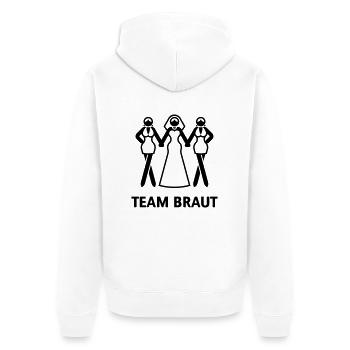 Team Braut (Junggesellinnenabschied / JGA) - Unisex Premium Bio Zip Hoodie - Weiß - Hinten - Thijin (182cm)