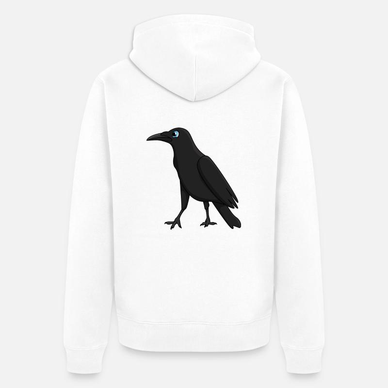 Krähe - Unisex Premium Bio Zip Hoodie - Weiß