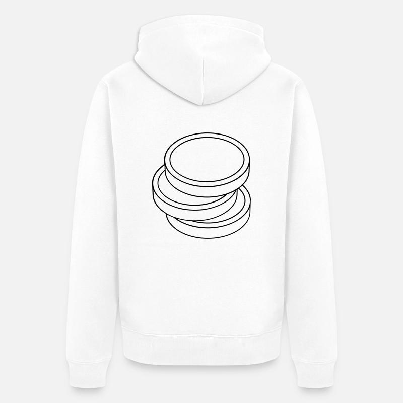 three coins in a stack - Unisex Premium Organic Zip Hoodie - white