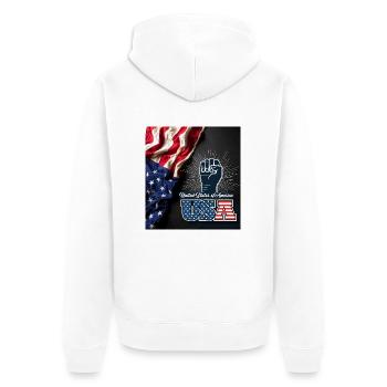 USA, stars and belts - Unisex Premium Organic Zip Hoodie - white - Back - Thijin (182cm)