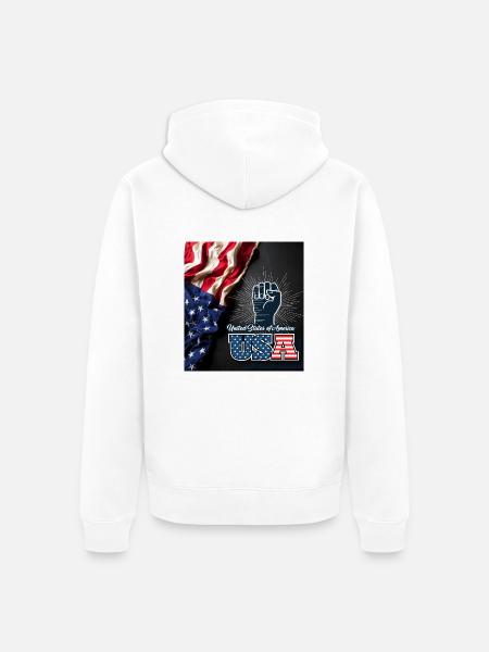 USA, stars and belts - Unisex Premium Organic Zip Hoodie - white