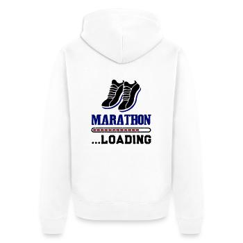 marathon loading - Unisex Premium Bio Zip Hoodie - Weiß - Hinten - Thijin (182cm)