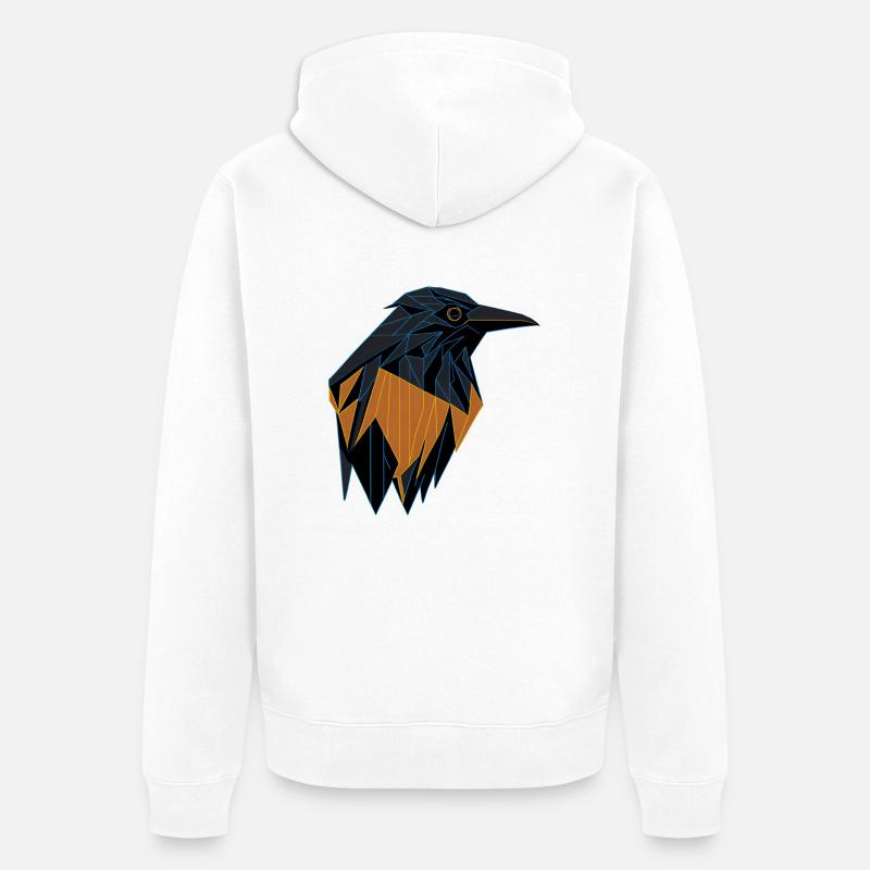 Corbeau géométrique - Veste à capuche bio Premium Unisexe - blanc