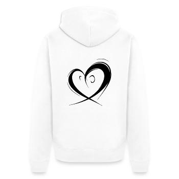 romantisches geschwungenes Herz für Valetninstag - Unisex Premium Bio Zip Hoodie - Weiß - Hinten - Thijin (182cm)
