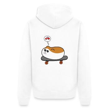 Hamster auf Skateboard - Unisex Premium Bio Zip Hoodie - Weiß - Hinten - Thijin (182cm)