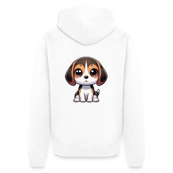 Illustration numérique de mignon Beagle - Veste à capuche bio Premium Unisexe - blanc - Dos - Thijin (182cm)
