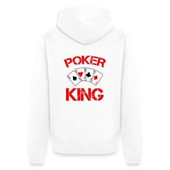 poker king - Unisex Premium Bio Zip Hoodie - Weiß - Hinten - Thijin (182cm)