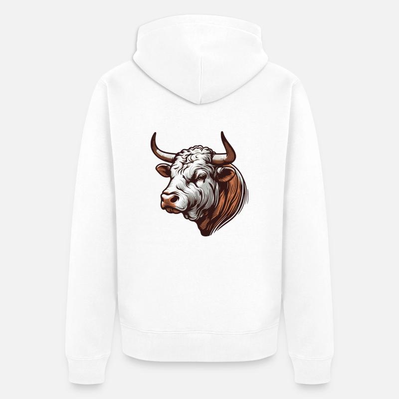 Bull - Unisex Premium Organic Zip Hoodie - white
