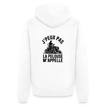 J’Peux Pas, La Pelouse M’Appelle - Veste à capuche bio Premium Unisexe - blanc - Dos - Thijin (182cm)