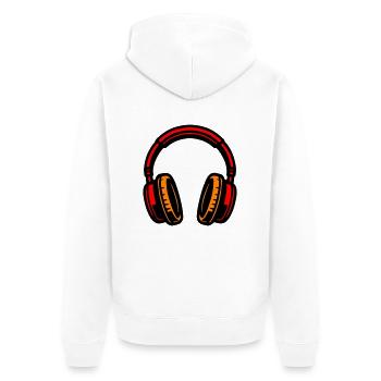 Kopfhörer Symbol Musik - Unisex Premium Bio Zip Hoodie - Weiß - Hinten - Thijin (182cm)