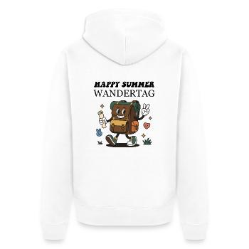 Wander-Rucksack Cartoon – Lustiger Outdoor Abenteu - Unisex Premium Bio Zip Hoodie - Weiß - Hinten - Thijin (182cm)