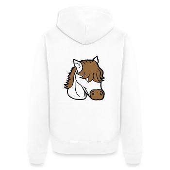 Horse Cute Long Bob Cut Hair Smiles Cute - Unisex Premium Organic Zip Hoodie - white - Back - Thijin (182cm)