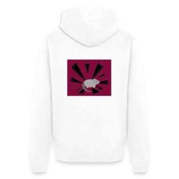 Ratte - Unisex Premium Bio Zip Hoodie - Weiß - Hinten - Thijin (182cm)