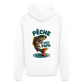 Pêcher avec papa, c'est le top. Carpe sautante - Veste à capuche bio Premium Unisexe - blanc - Dos - Thijin (182cm)