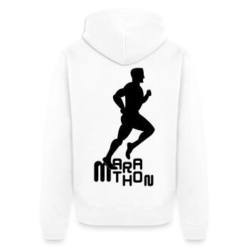 marathon - Unisex Premium Organic Zip Hoodie - white - Back - Thijin (182cm)