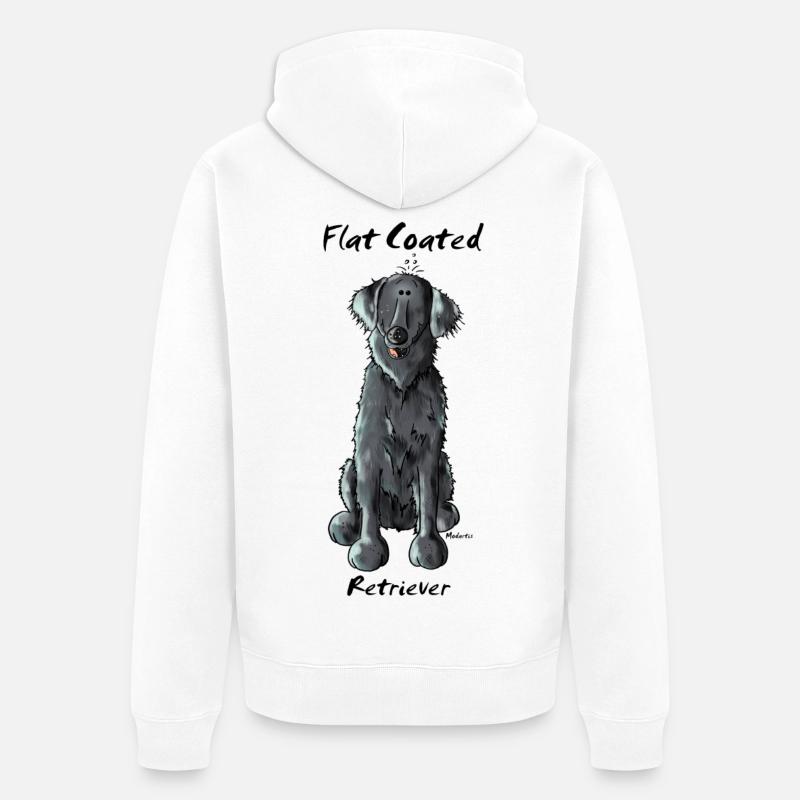 Witziger Flat Coated Retriever - Hund - Unisex Premium Bio Zip Hoodie - Weiß
