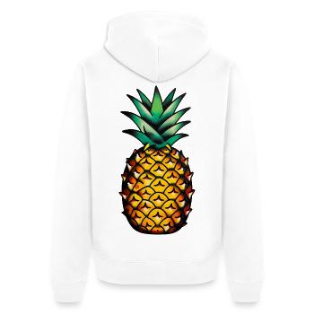 Tatouage classique : ananas - Veste à capuche bio Premium Unisexe - blanc - Dos - Thijin (182cm)