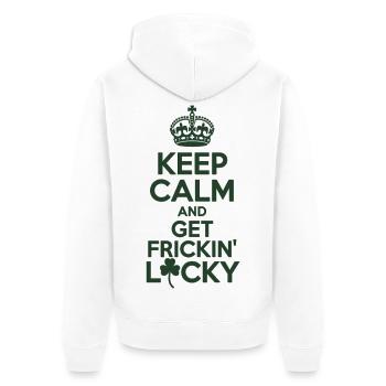 Chemise St. Patrick – Reste calme Lucky - Veste à capuche bio Premium Unisexe - blanc - Dos - Thijin (182cm)