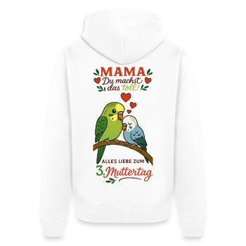 3. Muttertag - Unisex Premium Bio Zip Hoodie - Weiß - Hinten - Thijin (182cm)