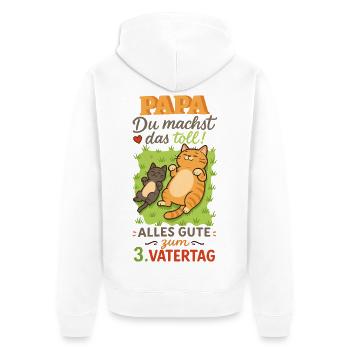 3. Vatertag - Papa Du machst das toll - Unisex Premium Bio Zip Hoodie - Weiß - Hinten - Thijin (182cm)