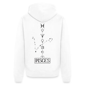 Pisces - Fische Sternzeichen - schwarz - Unisex Premium Bio Zip Hoodie - Weiß - Hinten - Thijin (182cm)