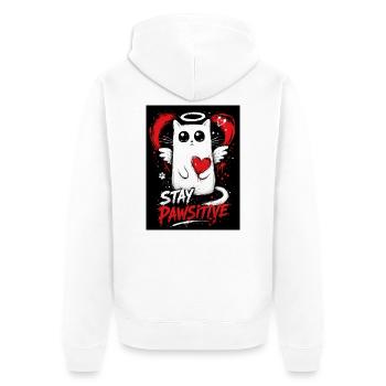 Stay Positive Katze Graffiti - Unisex Premium Bio Zip Hoodie - Weiß - Hinten - Thijin (182cm)