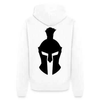 Griechische Kriegerhelm - Unisex Premium Bio Zip Hoodie - Weiß - Hinten - Thijin (182cm)