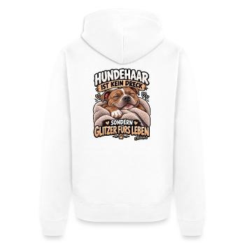 Hundehaare sind Glitzer - Unisex Premium Bio Zip Hoodie - Weiß - Hinten - Thijin (182cm)