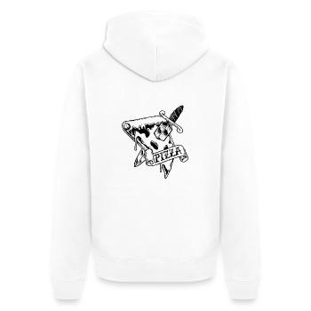 PIZZA !!! - Unisex Premium Bio Zip Hoodie - Weiß - Hinten - Thijin (182cm)