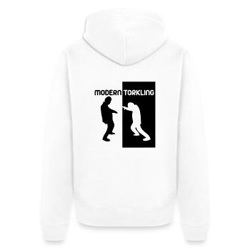 modern torkling zum Männertag - Unisex Premium Bio Zip Hoodie - Weiß - Hinten - Thijin (182cm)