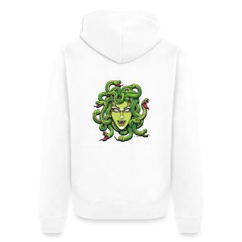 Medusa - Yobeeno.com - Unisex Premium Organic Zip Hoodie - white - Back - Thijin (182cm)