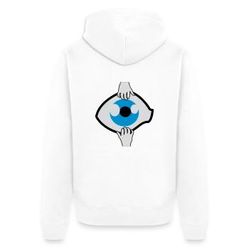 Auge auf - Unisex Premium Bio Zip Hoodie - Weiß - Hinten - Thijin (182cm)