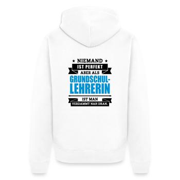 Fun Grundschullehrerin - Unisex Premium Bio Zip Hoodie - Weiß - Hinten - Thijin (182cm)