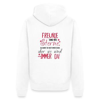 Freunde sind wie Sterne - Unisex Premium Bio Zip Hoodie - Weiß - Hinten - Thijin (182cm)