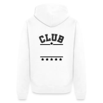 Dein Club Dein Text - Unisex Premium Bio Zip Hoodie - Weiß - Hinten - Thijin (182cm)