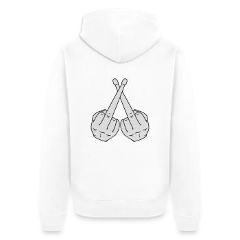 drumstickfinger - Unisex Premium Bio Zip Hoodie - Weiß - Hinten - Thijin (182cm)