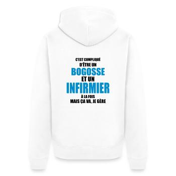 c'est compliqué d'être un bogosse et infirmier - Veste à capuche bio Premium Unisexe - blanc - Dos - Thijin (182cm)